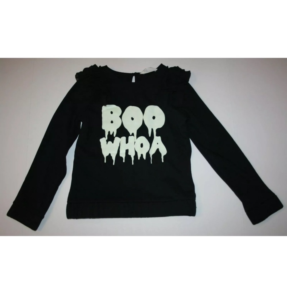 H&M Boo Whoa glow in the dark ruffle shoulder top